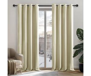 Deconovo Rideaux Occultants Isolant Thermique Anti Froid, Design Moderne à Oeillets, Rideaux pour Salon et Chambre, 140x260 CM (Largeur x Hauteur), Beige Foncé, 2 Pièces