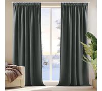 Deconovo Rideaux Occultants Isolant Thermique Anti Froid, Rideaux pour Salon et Chambre, Design Moderne Galon Fronceur, 140x210 CM (Largeur x Hauteur), Gris Foncé, 2 Pièces