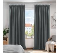 Deconovo Rideaux Occultants Isolant Thermique Anti Froid, Rideaux pour Salon et Chambre, Design Moderne Galon Fronceur, 140x175 CM (Largeur x Hauteur), Gris Foncé, 2 Pièces