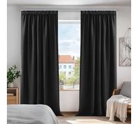 Deconovo Rideaux Occultants Isolant Thermique Anti Froid, Rideaux pour Salon et Chambre, Design Moderne Galon Fronceur, 140x210 CM (Largeur x Hauteur), Noir, 2 Pièces