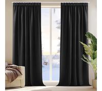 Deconovo Lot de 2 Rideau Fenetre Salon Cuisine Court, Rideaux Thermique Anti Froids Isolant Phonique Rideau Galon Fronceur Occultant 140x180cm, Halloween Noir