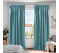 Deconovo Lot de 2 Rideau Occultants avec Galon Fronceur Rideaux Isolant Enfant Garcon Thermique Anti Froid 140x245cm Bleu Ciel