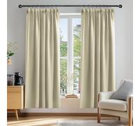 Deconovo Rideaux Occultants Isolant Thermique Anti Froid, Rideaux pour Salon et Chambre, Design Moderne Galon Fronceur, 168x183 CM (Largeur x Hauteur), Beige Foncé, 2 Pièces