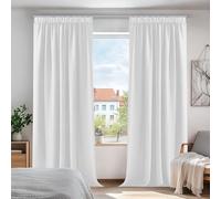 Deconovo Rideaux Occultants Isolant Thermique Anti Froid, Rideaux pour Salon et Chambre, Design Moderne Galon Fronceur, 140x200 CM (Largeur x Hauteur), Blanc Pâle Gris, 2 Pièces