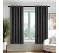 Deconovo Rideaux occultants, Opaques, avec Bandes froncées, Rideaux Thermiques 3 en 1, Chambre à Coucher, 70x120 CM (Largeur x Hauteur), Gris Foncé, 2 Pièces