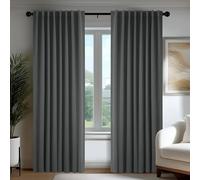 Deconovo Rideaux occultants, Opaques, avec Bandes froncées, Rideaux Thermiques 3 en 1, Chambre à Coucher, 2 Pièces140×180 CM (Largeur x Hauteur) Gris Foncé