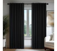 Deconovo Rideaux occultants, Opaques, avec Bandes froncées, Rideaux Thermiques 3 en 1, Chambre à Coucher, 2 Pièces140×240 CM (Largeur x Hauteur) Noir