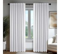 Deconovo Rideaux occultants, Opaques, avec Bandes froncées, Rideaux Thermiques 3 en 1, Chambre à Coucher, 2 Pièces140×300 CM (Largeur x Hauteur) Blanc Pâle Gris