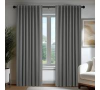 Deconovo Rideaux occultants, Opaques, avec Bandes froncées, Rideaux Thermiques 3 en 1, Chambre à Coucher, 2 Pièces140×270 CM (Largeur x Hauteur) Gris Clair