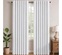 Deconovo Rideaux occultants, Opaques, avec Bandes froncées, Rideaux Thermiques 3 en 1, Chambre à Coucher, 2 Pièces140×270 CM (Largeur x Hauteur) Blanc Pâle Gris