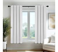 Deconovo Rideaux occultants, Opaques, avec Bandes froncées, Rideaux Thermiques 3 en 1, Chambre à Coucher, 55x150 CM (Largeur x Hauteur), Blanc Pâle Gris, 2 Pièces