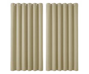 Deconovo Rideaux Occultants Thermique Moderne Grande Largeur Beige Foncé | 2 panneaux, L 229 x H 229 cm, Separation de Piece, Anti Chaleur, Opaque, Acoustique, Draperies à Oeillets ,Anti Bruit