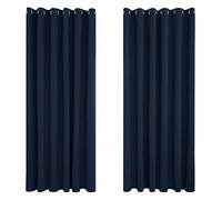 Deconovo Rideaux Occultants Thermique Moderne Grande Largeur Bleu Marine | 2 panneaux, L 229 x H 229 cm, Separation de Piece, Anti Chaleur, Opaque, Acoustique, Draperies à Oeillets ,Anti Bruit