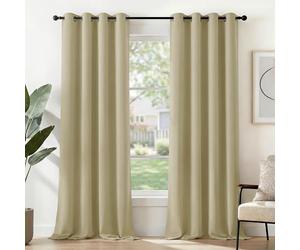 Deconovo Rideaux Thermiques Rideau Occultant avec Oeillets Beige Foncé | 2 panneaux, L 117 x H 229 cm, Rideau Fenetre, Anti Chaleur, Phonique, Acoustique, Separation de Piece, Moderne, Anti Bruit