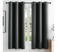 Deconovo Rideaux Thermiques Rideau Occultant avec Oeillets Gris Foncé | 2 panneaux, L 106 x H 114 cm, Rideau Fenetre, Anti Chaleur, Phonique, Acoustique, Separation de Piece, Moderne, Anti Bruit