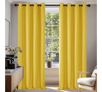 Deconovo Rideaux Thermiques Rideau Occultant avec Oeillets Jaune Moutarde | 2 panneaux, L 135 x H 240 cm, Rideau Fenetre, Anti Chaleur, Phonique, Acoustique, Separation de Piece, Moderne, Anti Bruit