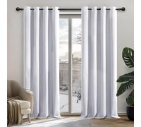 Deconovo Rideaux Thermiques Rideau Occultant Tissu Opaque Blanc Pâle Gris | 2 panneaux, L 140 x H 200 cm, Rideau Fenetre, Separation de Piece, Anti Chaleur, Isolant, Decoration Maison Chambre