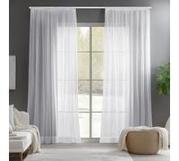 Deconovo Rideaux Transparents Élégants Blanc pour Fenêtre 140x229 cm | 2 Pièces Voile Transparent, Panneaux Décoratifs pour Baie Vitrée, Draperies Intérieurs pour Chambre, Cuisine Moderne et Salon