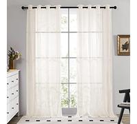 Deconovo Rideaux Voilage Fenêtre Transparent avec Oeillet Beige L140xH183cm | 2 Pièces Voilages Intérieurs Fenêtre et Baie Vitrée, Draperies Décoratives pour Chambre, Salon Moderne et Maison Élégante