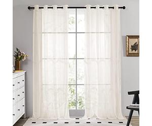 Deconovo Rideaux Voilage Fenêtre Transparent avec Oeillet Beige L140xH183cm | 2 Pièces Voilages Intérieurs Fenêtre et Baie Vitrée, Draperies Décoratives pour Chambre, Salon Moderne et Maison Élégante