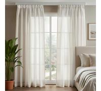 Deconovo Voilage avec Ruban de Fronçage, Semi-Transparent, Aspect Lin | 140x300cm (L×H), Lin, Lot de 2