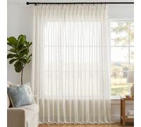 Deconovo Voilage Effet Lin Semi-Transparent Fronceur Lin Naturel, 1 Pièce | L200 x H220 cm rideau léger pour salon et chambre, laisse passer la lumière, préserve l’intimité et habille la fenêtre