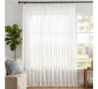 Deconovo Voilage Lin Semi-Transparent Galon Fronceur Blanc Cassé, 1 Pièce | L200 x H260 cm rideau léger pour salon et chambre, laisse passer la lumière, préserve l’intimité et habille la fenêtre