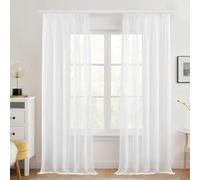 Deconovo Voilage Semi-Transparent avec Galon Fronceur pour Rail Blanc | 2 Pièces, L140 x H260 cm, Rideau Fenêtre, Panneaux Décoratifs, Intérieur Moderne pour Salon, Chambre, Cuisine et Maison