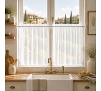 Deconovo Voilage Transparent Uni 2 Panneaux 70x90cm à Double Passe-Tringle | Rideaux voile blancs et légers, tissu uni laissant entrer une lumière douce, tombé fluide et élégant pour chambre et salon