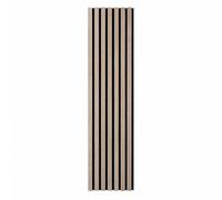 DECOON Panneau Mural tasseau Bois 120 x 30 x 1 cm - Lamelles chêne Clair véritable Fond Noir 0,36 m²