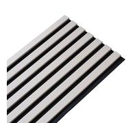 DECOON - Panneau Mural tasseaux Bois 250 x 30 cm - Lamelles placage Gris sur Feutrine Noire - Design Moderne et Isolation sonore - Revêtement décoratif intérieur - 0,75 m²