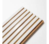 DECOON - Panneau Mural tasseaux Bois Rigide 250 x 30 x 1,4 cm - Décor Blanc et Fond chêne - Revêtement décoratif 3D pour Murs intérieurs - Facile à Poser, Effet Relief Moderne - 0,75 m²