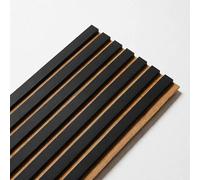 DECOON - Panneau Mural tasseaux Bois Rigide 250 x 30 x 1,4 cm - Décor Noir et Fond chêne - Revêtement décoratif 3D pour Murs intérieurs - Facile à Poser, Effet Relief Moderne - 0,75 m²