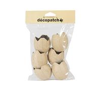 Décopatch AC897C - Lot de 6 œufs cassés 5x5x5,3 cm en Papier mâché Brun - Waterproof