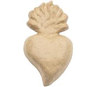 DÉCOPATCH AC927C - Ex-voto cœur avec flamme en papier mâché - 2,5x9x16,5cm