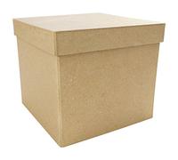 décopatch BT039C - Boîte carrée en papier mâché brun - 16x16x14cm