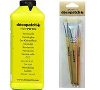 Décopatch PP600AO - Un pot de Vernis colle PaperPatch 600 ml & PACKPCSOIEO - Un lot de 3 pinceaux en soie (largeur : 1x3 cm et 2x1 cm)