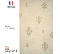 Decopine Papier Peint Intissé Imperium Luxe Beige - Décor Floral 3D Embossé - 0,53 x 10m - Sans Colle - Style Élégant