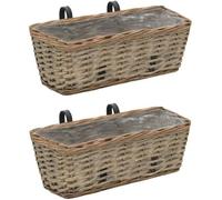 Décor©2562Scandinave- Lot de 2 Jardinières Osier- Ensemble de 2 Jardinières de balcon- Balconnière Green Jardinière Extérieur Balcon