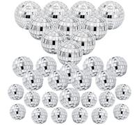 Décor Boules Disco,32 Pièces Boule à Facette Kit,Mini Boule Disco,Boule Disco Deco Gâteau,Disco Ball,Miroir Boules à Facettes,pour Décoration de Gâteaux, Fête, Bar