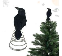Décor Corbeau Décoration Artificielle d'Oiseau Effrayant Cime Sapin Noël