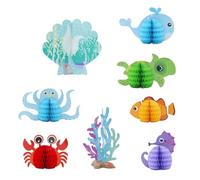 Décor D’animaux Marins 8 Pièces en Papier pour Fête Plusieurs styles