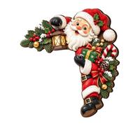 Décor de Cadre de Porte Sticker Panneau Lumineux Père Noël Mignon en Bois | Décorations Murales Noël Pour pendaison de crémaillère mur fête bureaux pièce classe MZ1347 côté droit