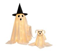 Décor De Fantôme Mignon Figurines Lumineuses Fantôme Promenant un Chien et