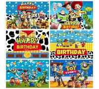 Décor de fond de scène Toy Story pour enfants, décorations d'anniversaire, fournitures de fête, bannière Buzz Lightyear pour baby shower, accessoire de studio, cadeau pour garçon B058-5