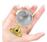 Décor de Mini Globe, 2.6in Earth Globes Crystal Glass Ball Sphère de Cristal 3d, Globe de Cristal 3D avec Support pour Chambre à Coucher Ornement de Bureau Souvenir bureau Décor(Or)