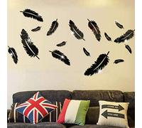 Décor de mur de chambre de plume 3D art d'applique de bricolage décoration de la maison (Noir)
