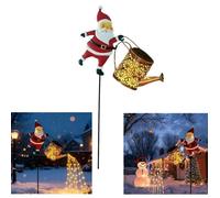 DECOR DE NOEL Lanterne Noël Père Noël Solaire, Décoration Jardin Extérieure Éclairage LED Kettle Lights,Arrosoi PERSONNAGES DE NOEL