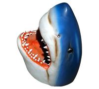 Décor de requin de jardin - Décor de tête de requin flottant fantaisie | Sculpture de jardin 3D, statue de pour patio intérieur extérieur, ornements de pelouse, art de cour, statues d'extérieur