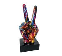 Décor de Signe de Paix - Graffiti coloré, Figurines de Doigt, Statue de Bureau | Sculpture d'art Abstrait, Pouce coloré, Figurines de Paix, Signal d'action, Sculpture de Table pour étagère et Bureau